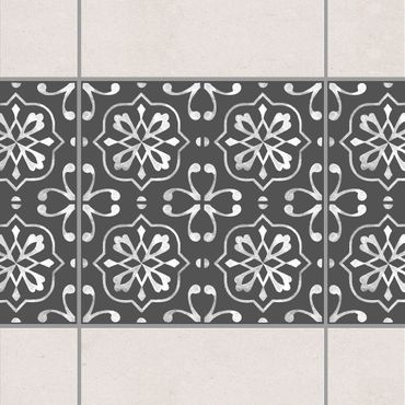 Tegelstickers Dark Gray White Pattern Series No.04