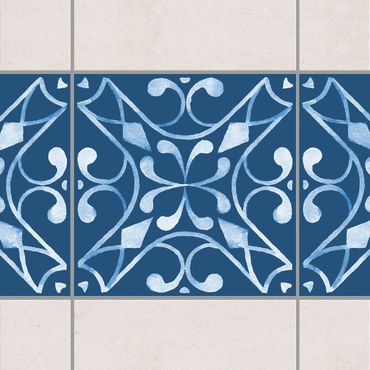 Tegelstickers Pattern Dark Blue White Series No.3