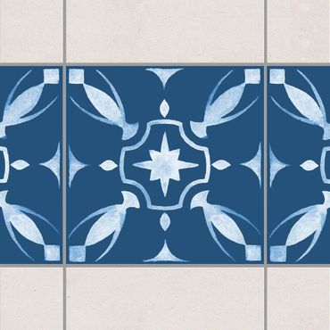 Tegelstickers Pattern Dark Blue White Series No.1