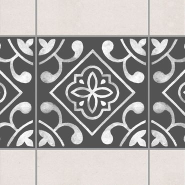 Tegelstickers Pattern Dark Gray White Series No.02