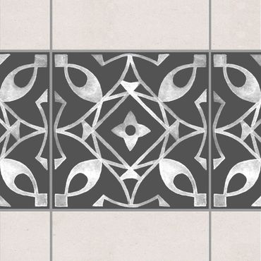 Tegelstickers Pattern Dark Gray White Series No.08