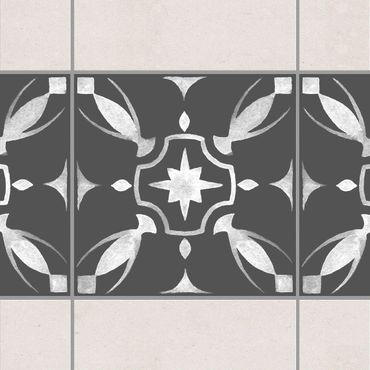 Tegelstickers Pattern Dark Gray White Series No.01