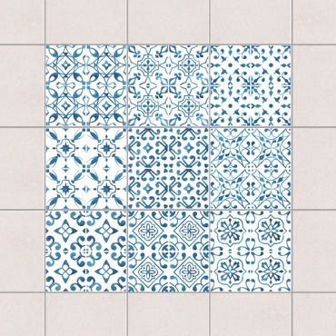 Tegelstickers Blue White Pattern Series
