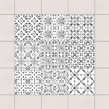 Tegelstickers Gray White Pattern Series