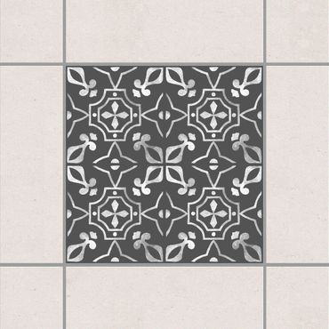 Tegelstickers Dark Gray White Pattern Series No.02