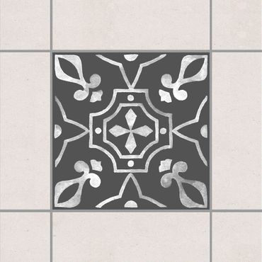 Tegelstickers Pattern Dark Gray White Series No.07