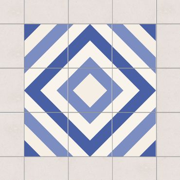 Tegelstickers Tile Sticker Set - Moroccan tiles check blue white