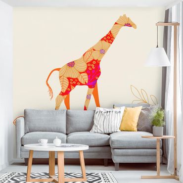 Fotobehang Floral Giraffe