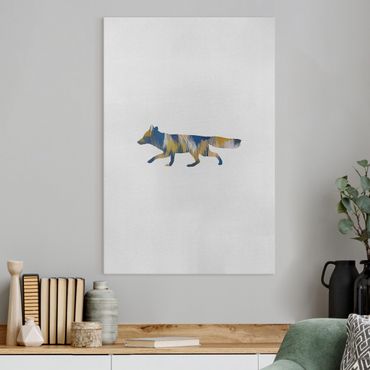 Canvas schilderijen Fox In Blue And Yellow