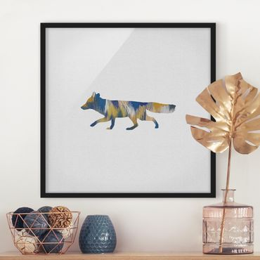 Ingelijste posters Fox In Blue And Yellow