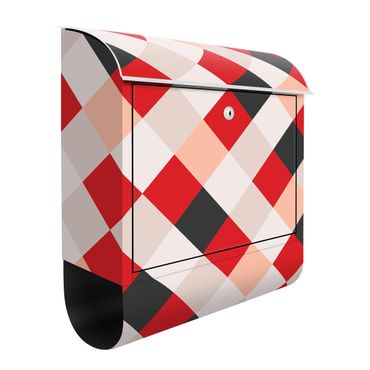 Brievenbussen Geometrical Pattern Rotated Chessboard Red