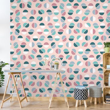 Fotobehang Geometrical Pattern Semicircle In Pastell Colours