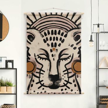 Wandtapijt - Cheetah with Pearl Earrings Illustration