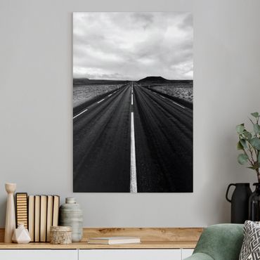 Canvas schilderijen Straight Road In Iceland