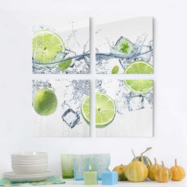 Glasschilderijen - 4-delig Refreshing Lime