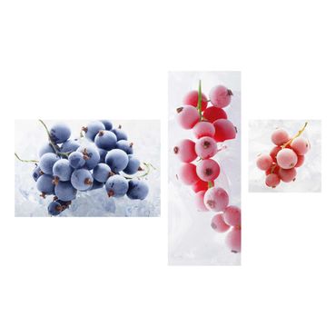 Glasschilderijen - 3-delig Frozen Berries
