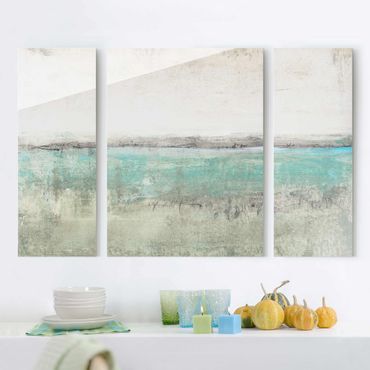 Glasschilderijen - 3-delig Horizon Over Turquoise I
