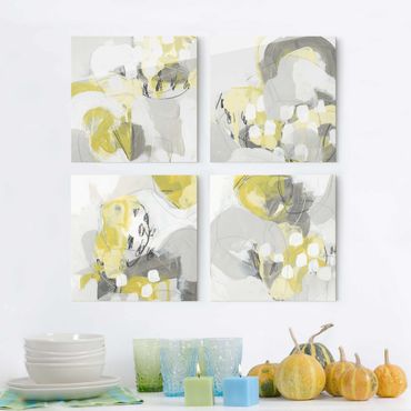 Glasschilderijen - 4-delig Lemons In The Fog Set II