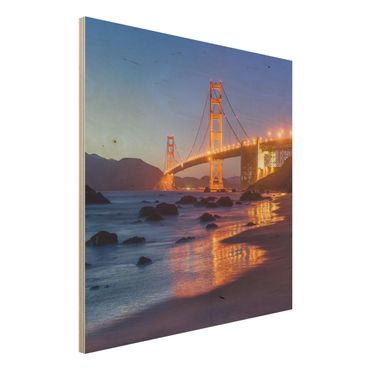 Houten schilderijen Golden Gate Bridge At Dusk