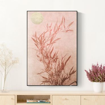 Akoestisch schilderij - Golden Sun Pink Bamboo