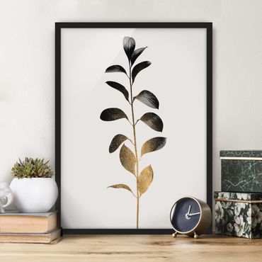 Ingelijste posters Graphical Plant World - Gold And Grey