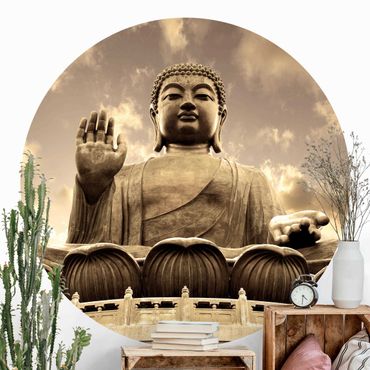 Behangcirkel Big Buddha Sepia