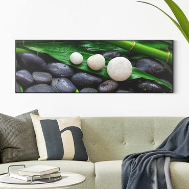 Verwisselbaar schilderij - Green Bamboo With Zen Stones
