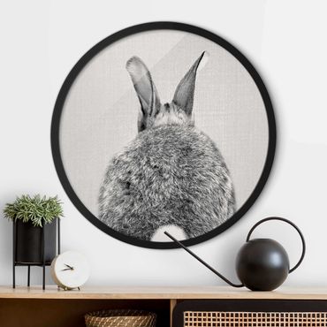 Rond schilderijen Hare From Behind Black And White