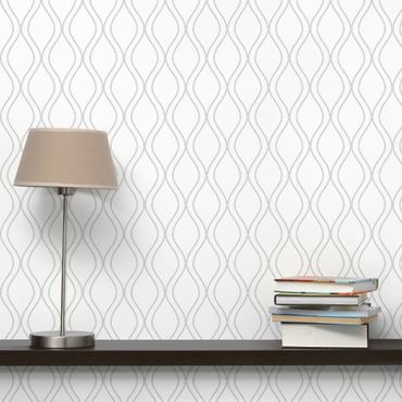 Patroonbehang Bright Retro Pattern With Grey Waves