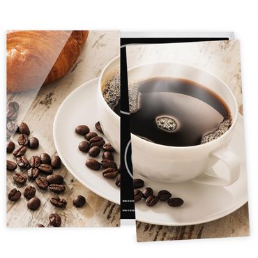 Kookplaat afdekplaten Steaming coffee cup with coffee beans