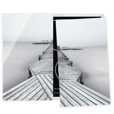 Kookplaat afdekplaten Wooden Pier In Black And White