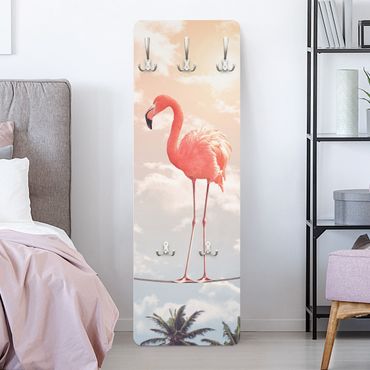 Wandkapstokken houten paneel Sky With Flamingo
