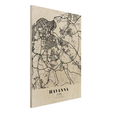 Houten schilderijen Havana City Map - Classic