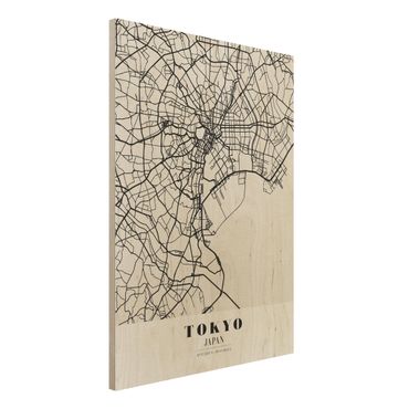 Houten schilderijen Tokyo City Map - Classic