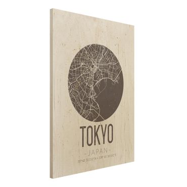 Houten schilderijen Tokyo City Map - Retro