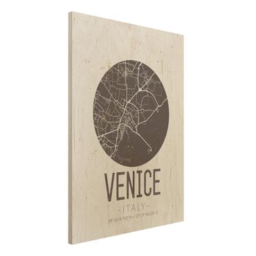 Houten schilderijen Venice City Map - Retro