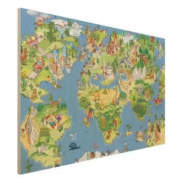 Houten schilderijen Great and Funny Worldmap
