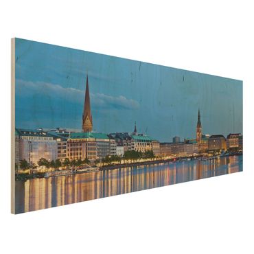Houten schilderijen Hamburg Skyline