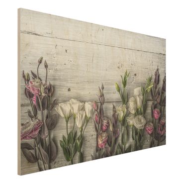 Houten schilderijen Tulip Rose Shabby Wood Look
