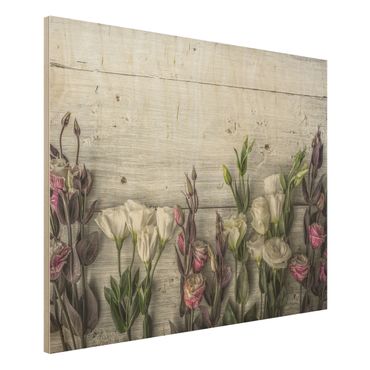 Houten schilderijen Tulip Rose Shabby Wood Look