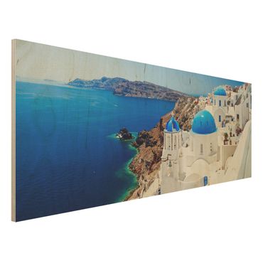 Houten schilderijen View Over Santorini