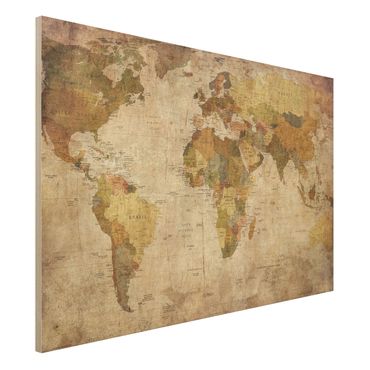Houten schilderijen World map