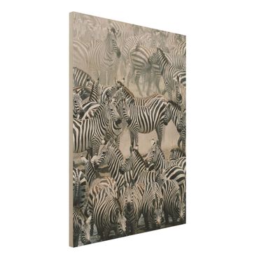 Houten schilderijen Zebra Herd