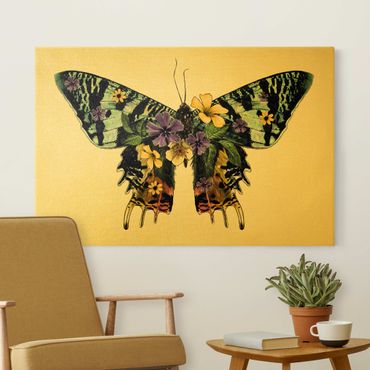 Canvas schilderijen - Illustration Floral Madagascan Butterfly