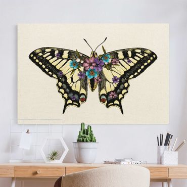 Natuurlijk canvas schilderijen Illustration Floral Swallowtail