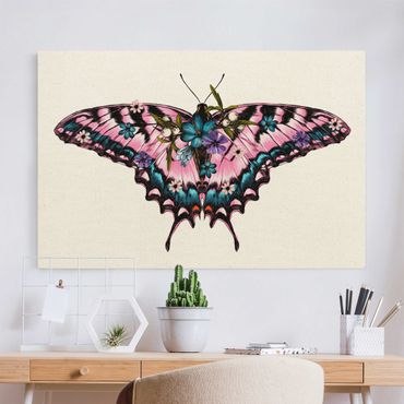Natuurlijk canvas schilderijen Illustration Floral Tiger Swallowtail