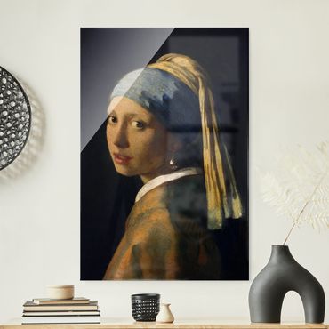 Glasschilderijen Jan Vermeer Van Delft - Girl With A Pearl Earring