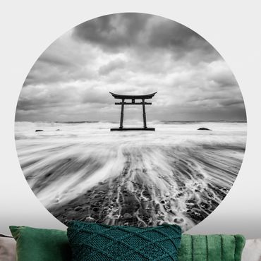 Behangcirkel Japanese Torii In The Ocean
