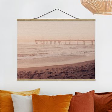 Stoffen schilderij met posterlijst California Crescent Shaped Shore