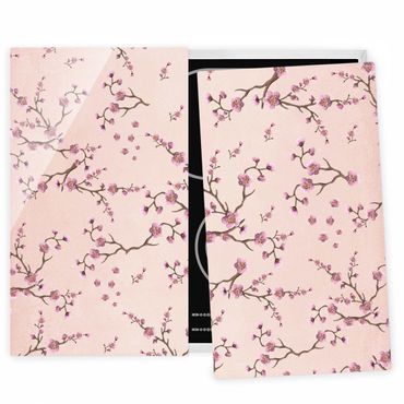 Kookplaat afdekplaten Cherry Blossoms On Light Pink